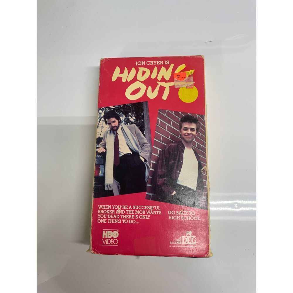 Hiding Out VHS Tape Jon Cryer 1987 HBO Video Release DEG Movie Film Vintage 80s